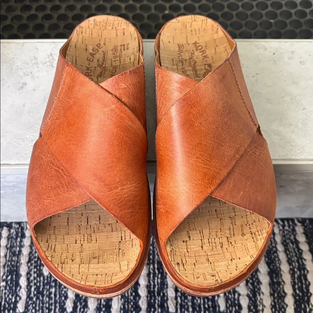 Kork-Ease Tan Leather Slide Sandals - Picture 3 of 7